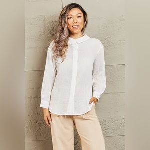 Petal Dew Take Me Out Lightweight Button Down Top